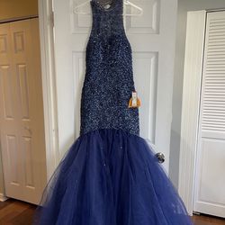 Navy Blue Morilee Prom Dress Size 2