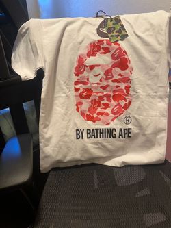 pink and white bape shirt