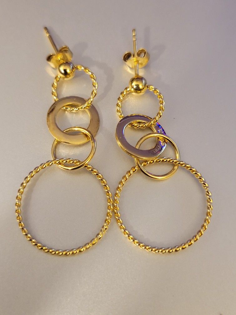 Sterling silver 4 Hoop Drop Earrings Thai