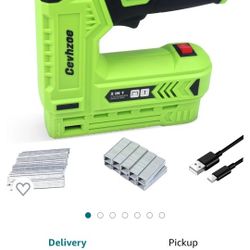 Cevhzoe Electric Staple Gun Kit，3.7V Power Electric Cordless 2-in-1 Staple and Nail Gun, 2.0Ah Battery Powered Stapler for Upholstery, DIY, Including 