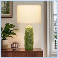 25" Green Ceramic Table Lamp