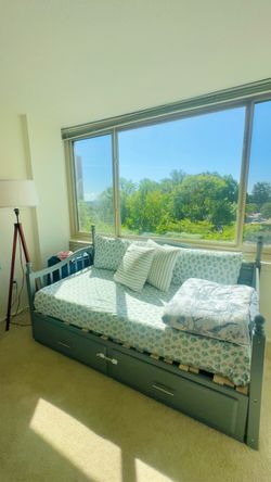 Dark Green Daybed with Storage Drawers