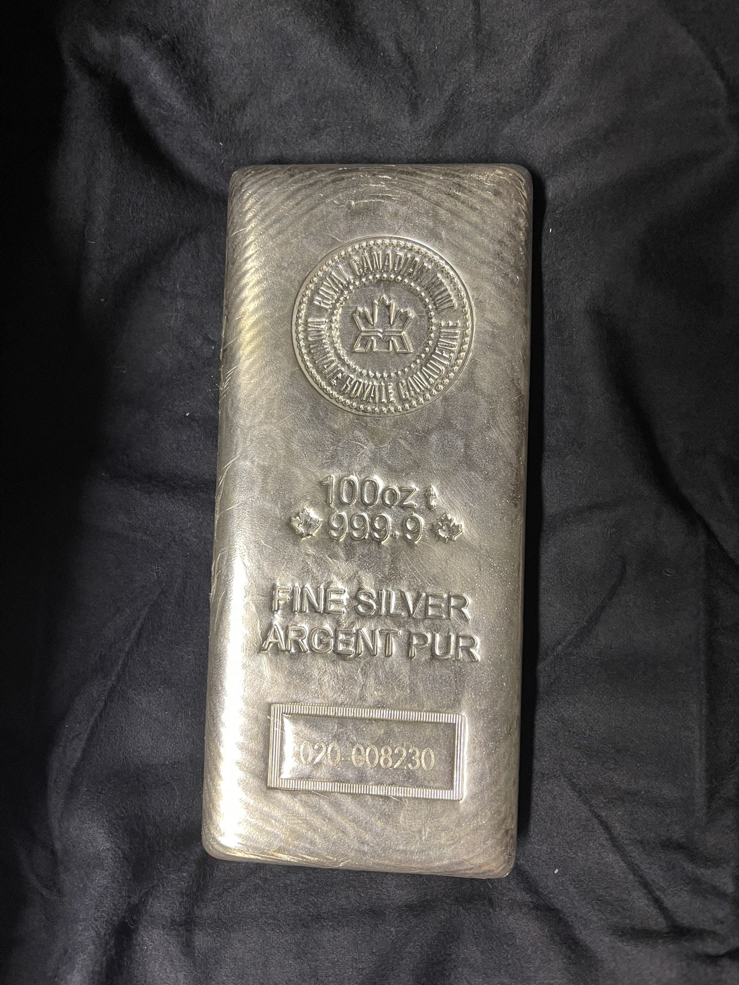 Silver Bar 100 Oz Royal Canadian Mint
