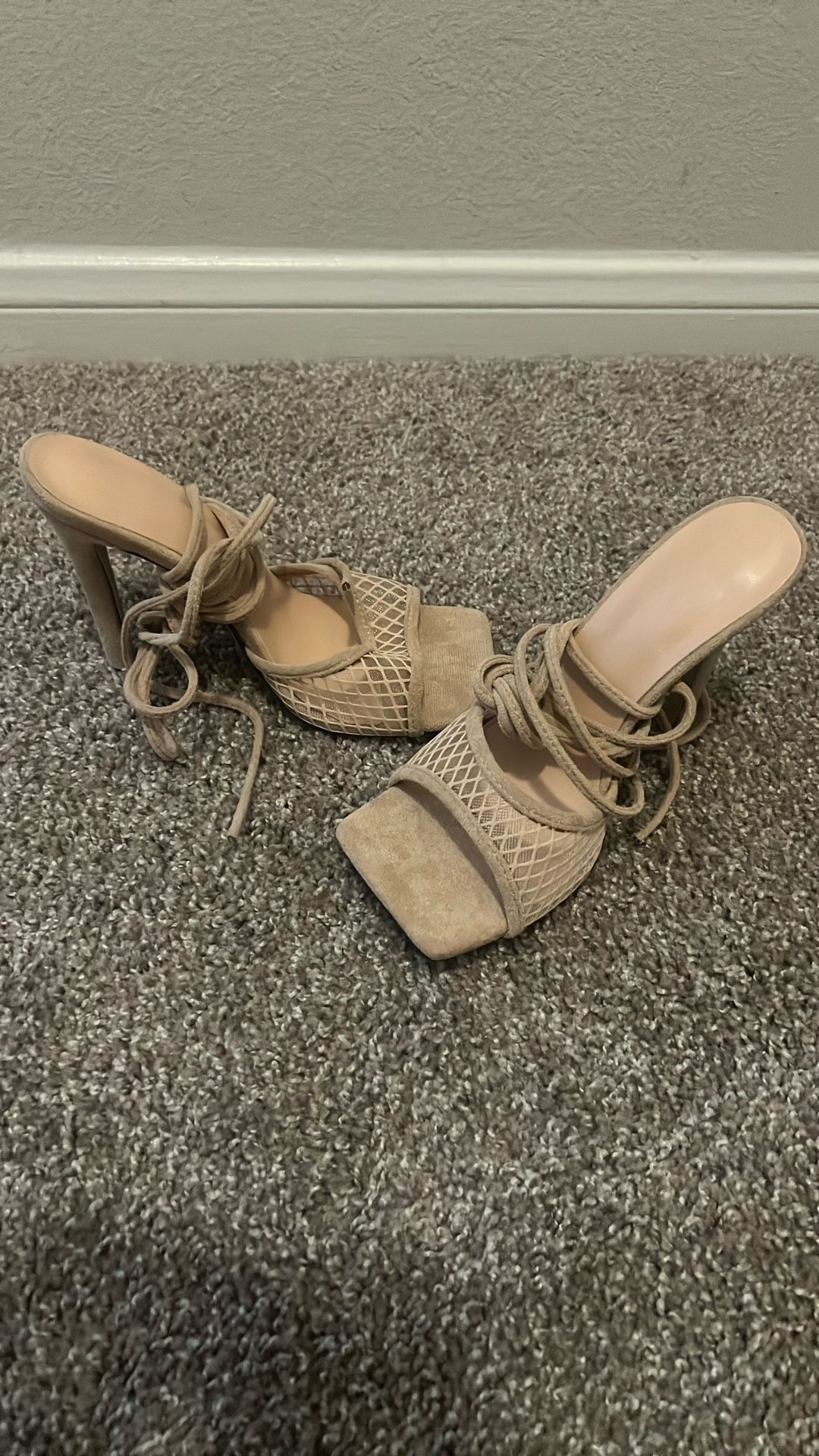 Strap Up Beige Heels