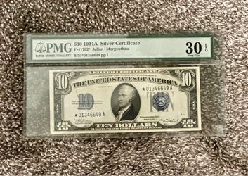 1934A $10 federal reserve note. Blue seal Star note
