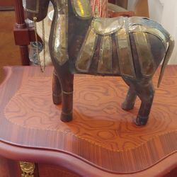 MID-CENTURY CARVED WAR HORSE