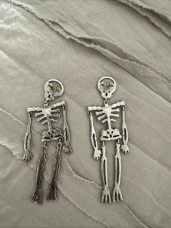 Baublebar Goth Skeleton Rhinestone Bare Bones Set of 3  Long dangle Earrings 