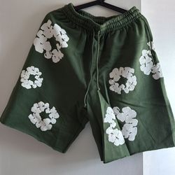 Green denim tears shorts size small