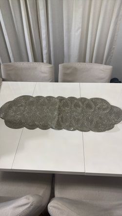 Silver Beaded Table Runner
