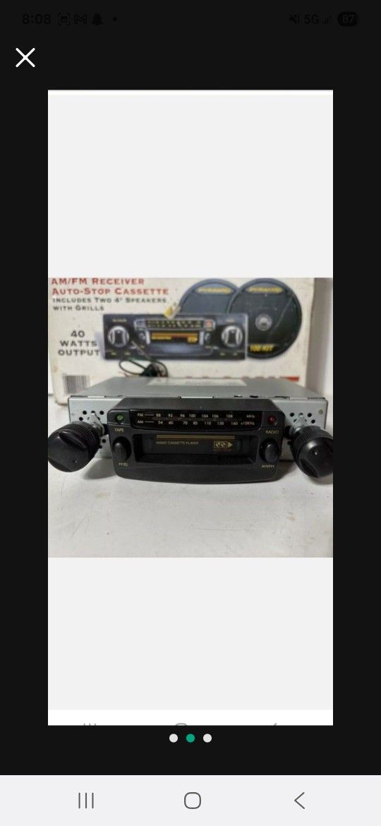 Vintage Car Radio Pyramid includes two 4" speakers AM/FM Receiver & Cassette Player 100 Kit W/ Box