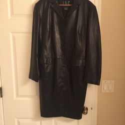 INC woman's leather peacoat sz L