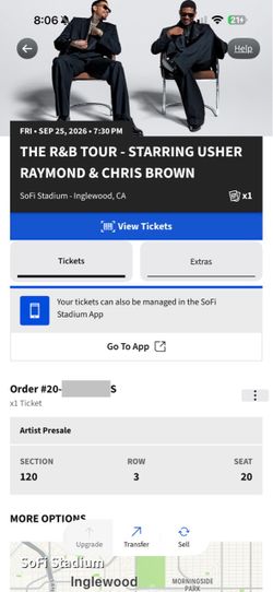 Concert ticket for sale SoFi stadium
