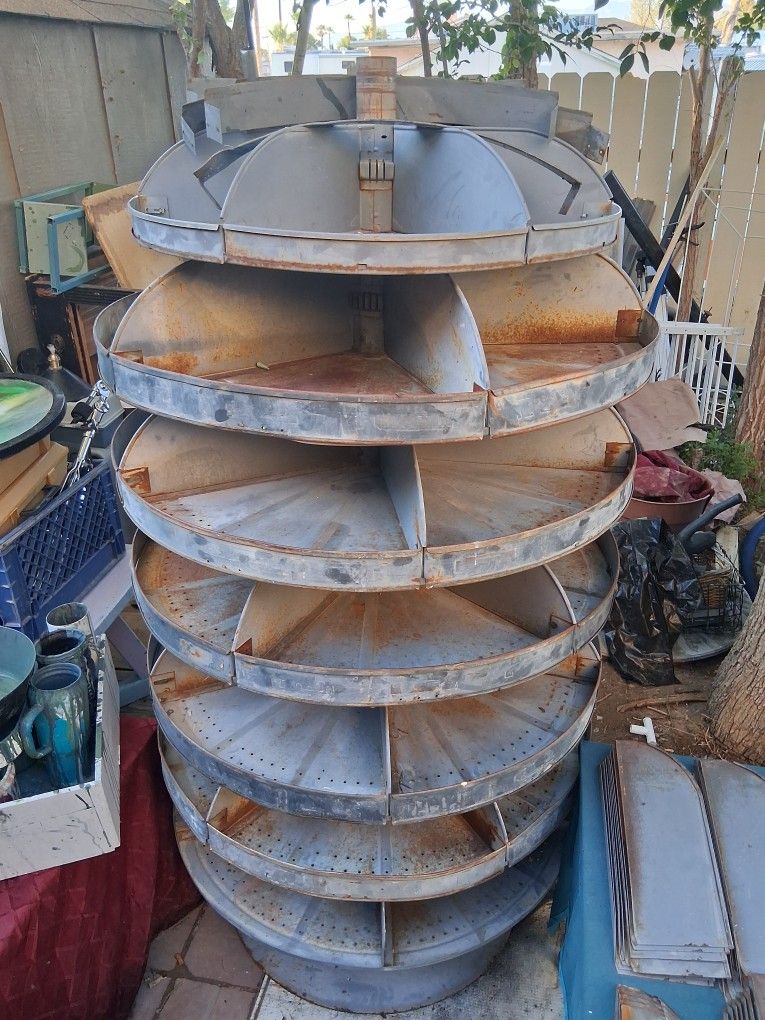 $750 INDUSTRIAL VINTAGE ROTATING 6 TIER PARTS ORGANIZER