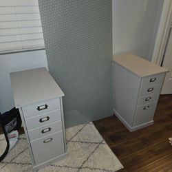 Desk with glass top and wood storage