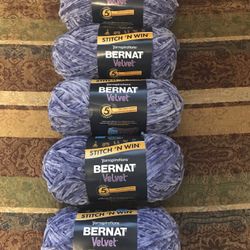 5 Skeins Of Brand New Yarn Bernard Velvet