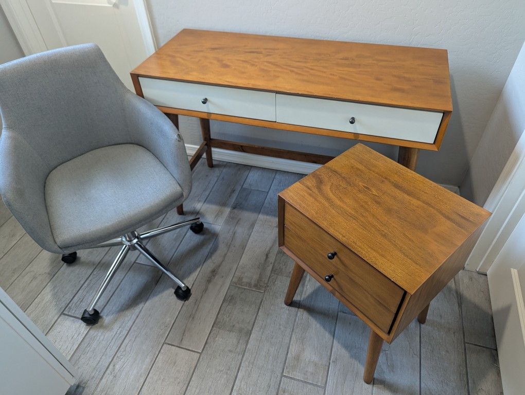 Desk, Chair & Night Stand