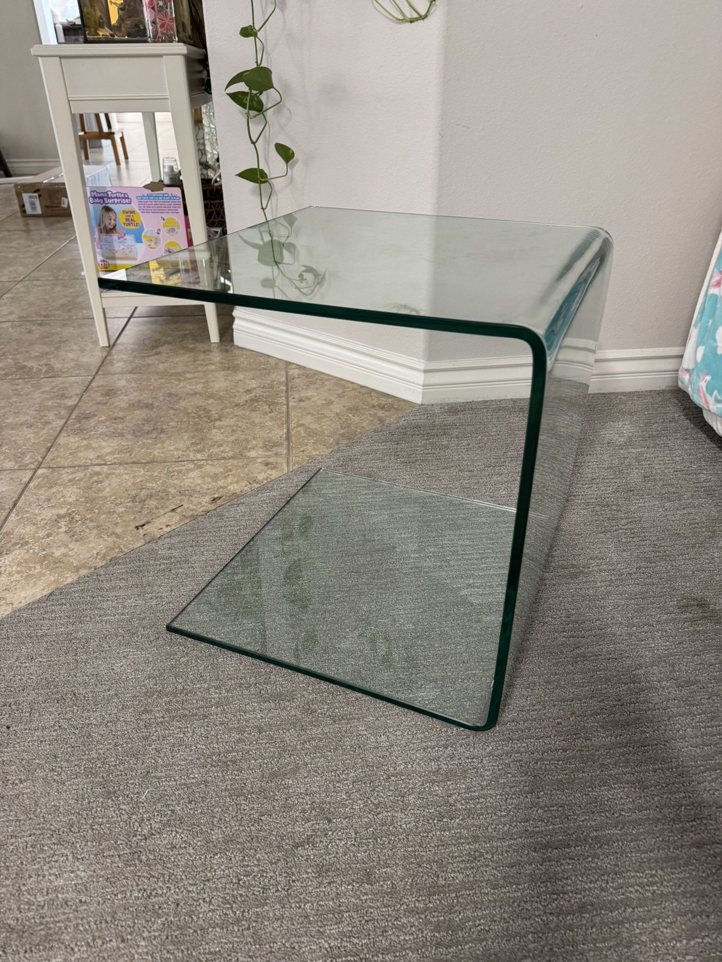 Glass End Side Table for Living Room Nightstand Bedside Table Small Coffee Table 20”x 19.5x18.5