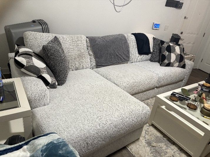 Chenille Sofa Set Of 2 Pieces, Chaise And Couch.