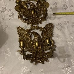 2 Double Brass Vintage Candles Holders