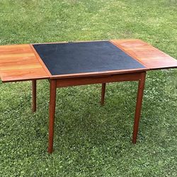 Vintage Danish Mid Century Modern MCM Teak Flip Flop Expandable Game Dinning Table