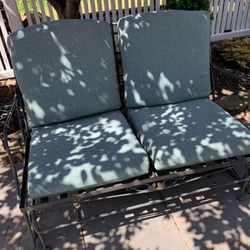 Vintage Wrought Iron Glider With Cushions