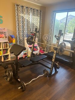 300 pound weight set with bench and ez curl bar
