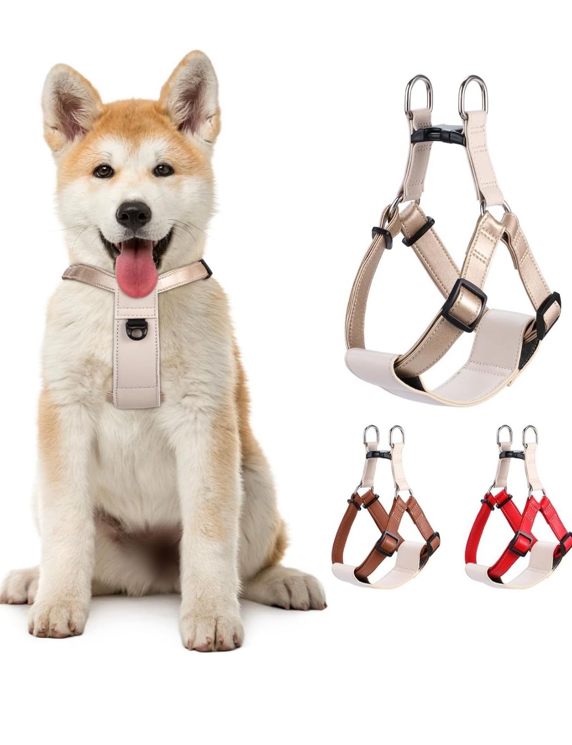 Microfiber Leather No Pull Dog Harness: Comfortable and Easy-to-Use, Red LG *NEW
