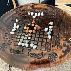 Large Live Edge Hnefatafl Board On Table