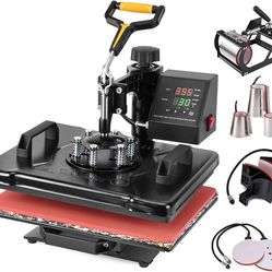 Heat Press 15x15 Inch 8 in 1 Heat Press Machine, Swing Away T Shirt Pressing Machine Digital Control, Multifunction Heat Press Transfer Machine Sublim