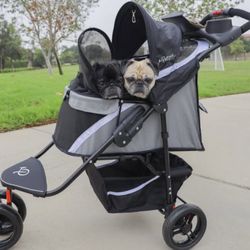 Gray Luxury Pet Stroller For Dogs, Cats, Small Animals