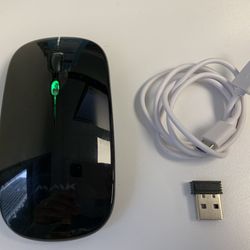 MAK Black Rechargeable Bluetooth + USB Wireless Mouse, Slim  Design