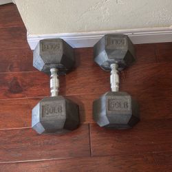 2 x 50 Lb Rubber Weights