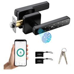 Smart Door Knob with Key & Keypad, Bluetooth Keyless Entry, Biometric Fingerprint Door Lock