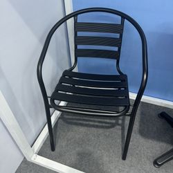 Black aluminum metal slat Restaurant stack chair cafe bistro commercial indoor arm chair new patio