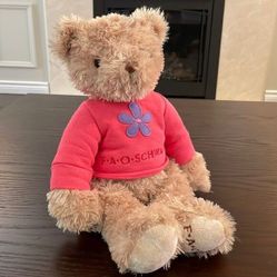 FAO Schwartz Bear Plush Brown Teddy  Stuffed Animal Lovey Toy Pink Shirt Toy 16” 