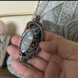 Ethiopian Welo Double Sided Opal Wire wrapping Pendent