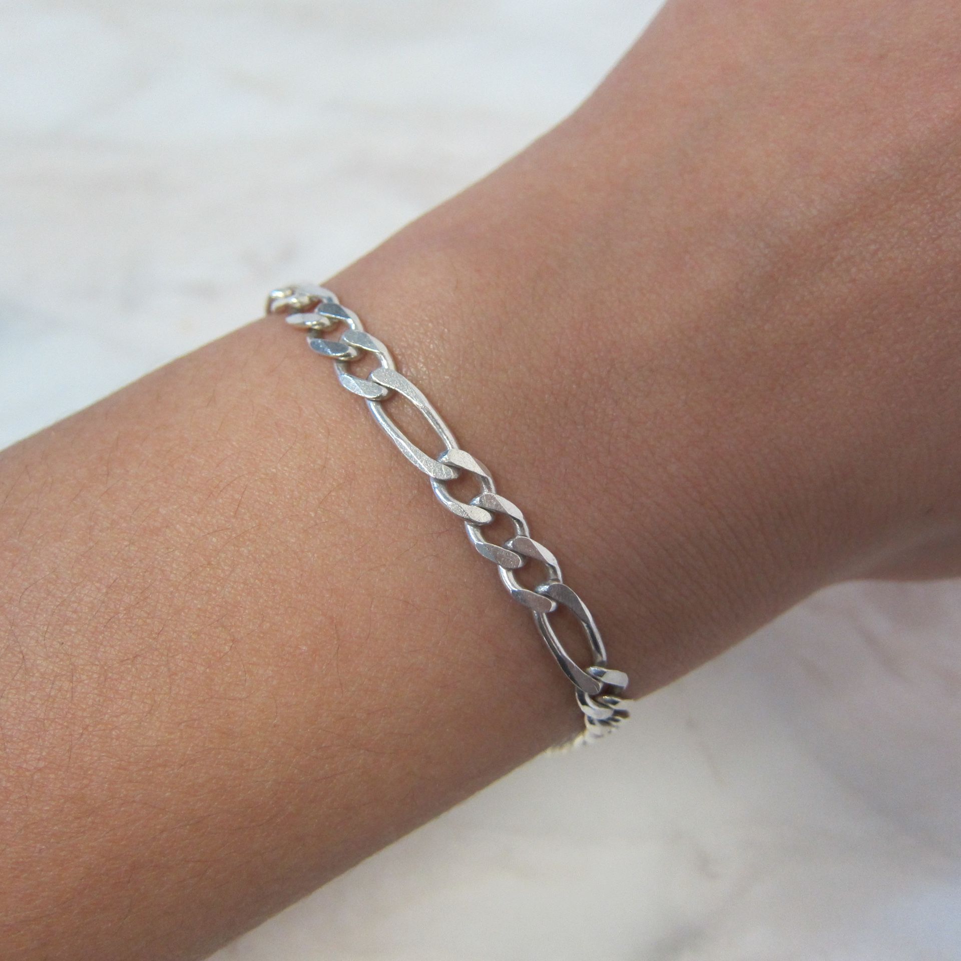 Sterling Silver Figaro Link Bracelet