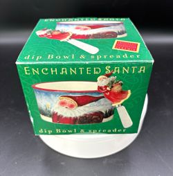 Enchanted Santa 2-Piece Dip Bowl & Spreader Set, Hand Painted Ceramic