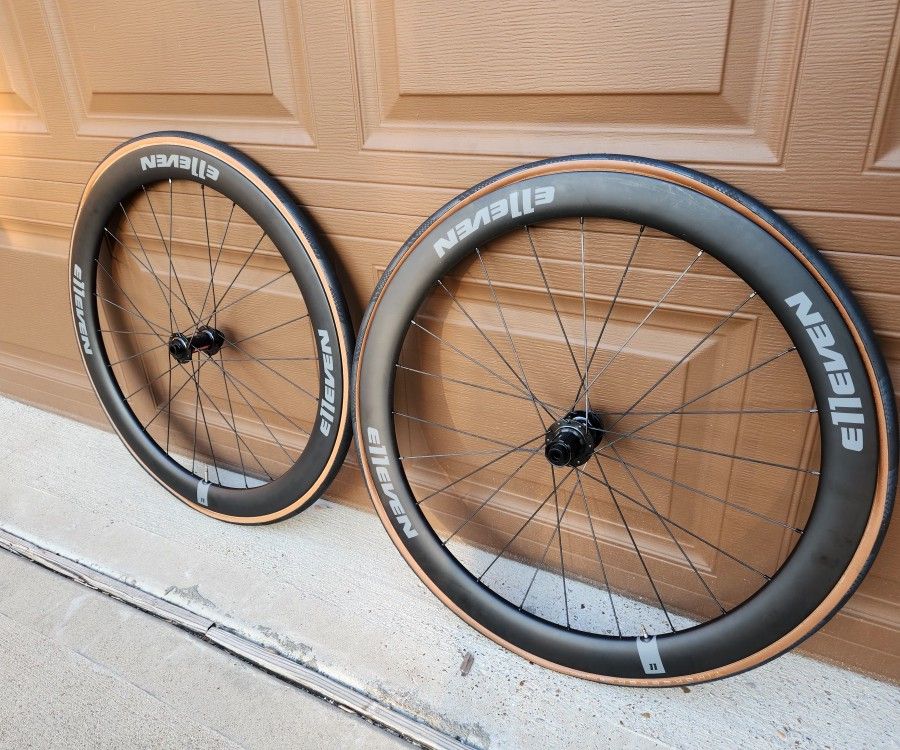 e11even Carbon Disc Road Wheelset - Tubeless Black, 50mm Depth, HG