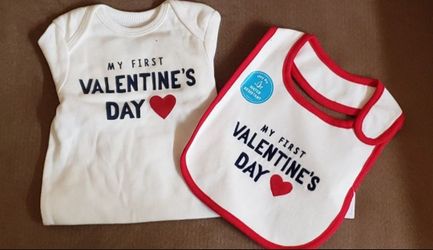 "My First Valentine's Day" Onesie and Bib - New!