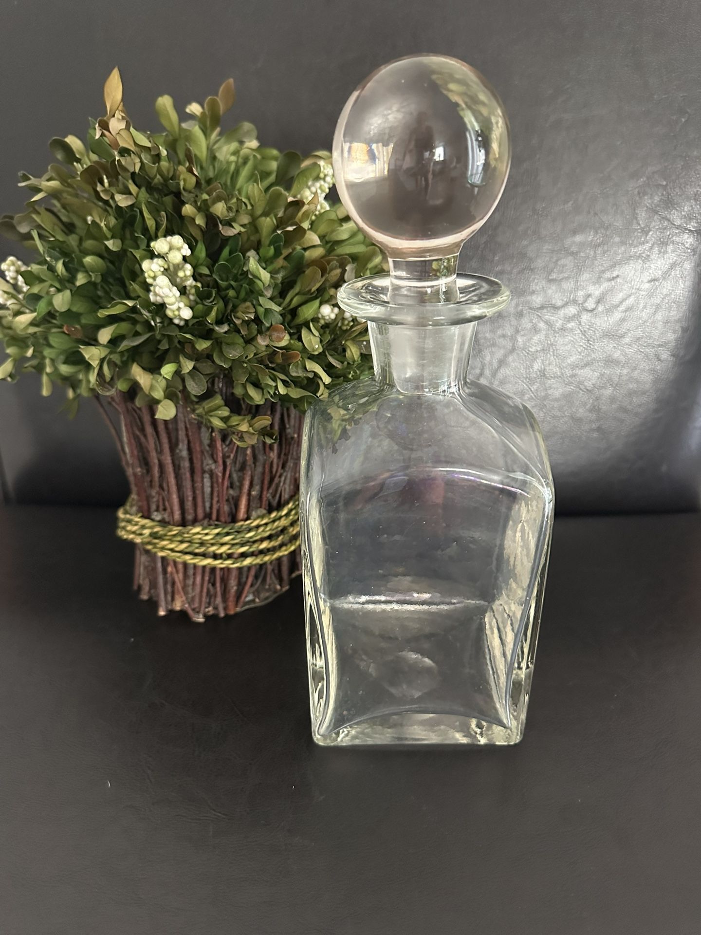 "Bottiglie Vetro" Heavy Crystal Glass Liquor Decanter with Ball Topper Per Owned.