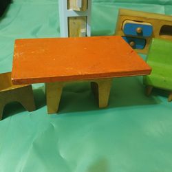 Creative Playthings MCM Wood Dollhouse Furniture Made In Finland.
