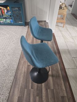 2 bar stool chairs - teal - used/good