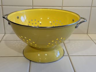 Large Yellow Metal Colander