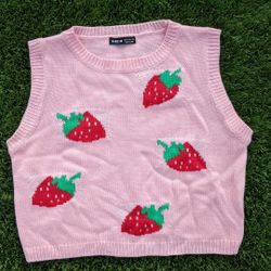 Shein Strawberry Pattern Sweater Vest | Women's Small

