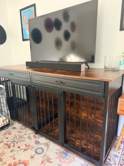 Rustic  Dog crate furniture.