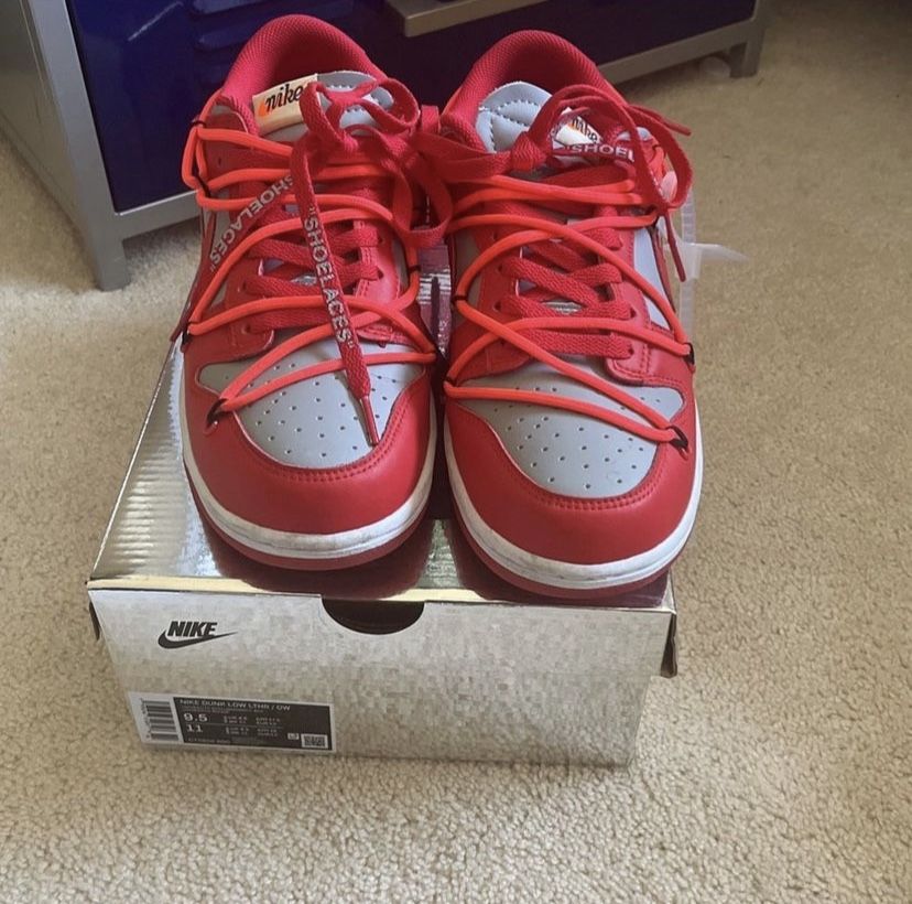 Nike Dunk Low 'Off-White - University Red' Shoes - 9.5