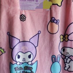 Bnwt Hello Kitty And Friends Plush Throw Blanket 
