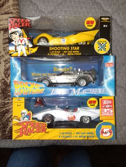 Mach 5, DeLorean and Shooting Star Diecast