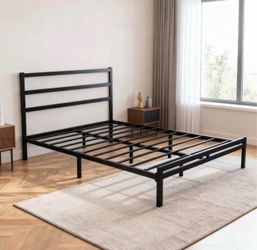 Black Metal twin Bed Frame with Headboard